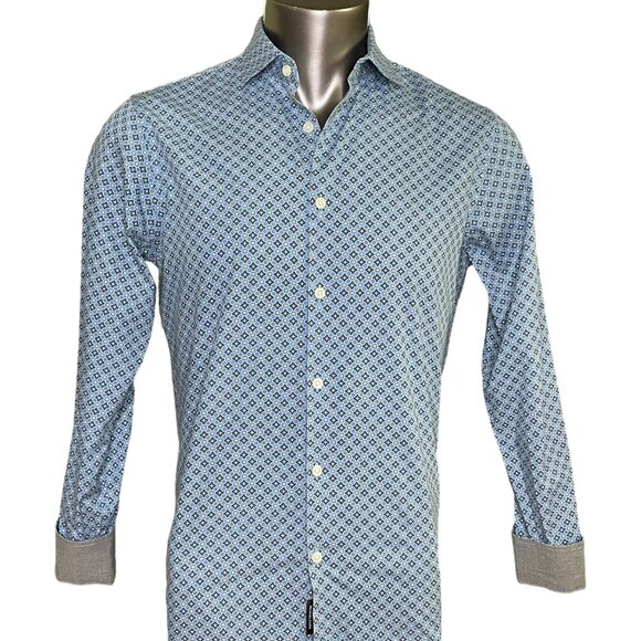 Mens Michael Kors Button Up Dress Shirt Tailored Fit Size M Blue u - Picture 1 of 13